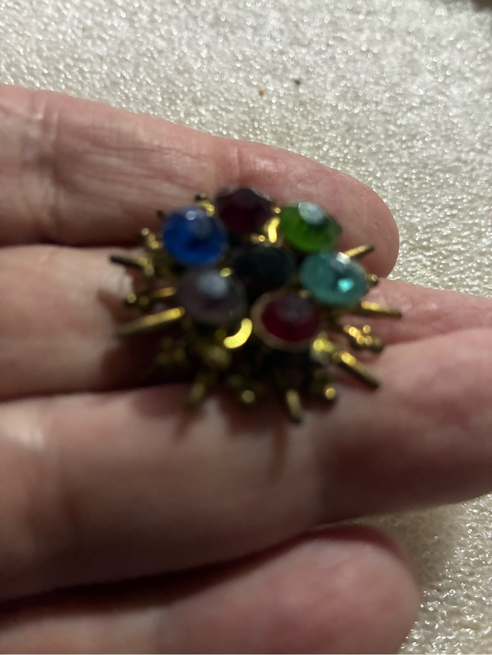 Multicolor Cluster brass brooch